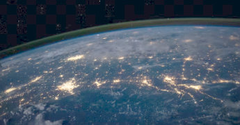 Photo of a globe from space at night